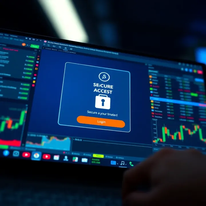 Secure Access to an Online Trading Account Secure login screen with verification elements for online trading account