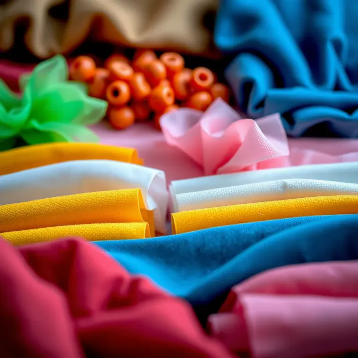 Variety of synthetic materials displayed in different colors and textures