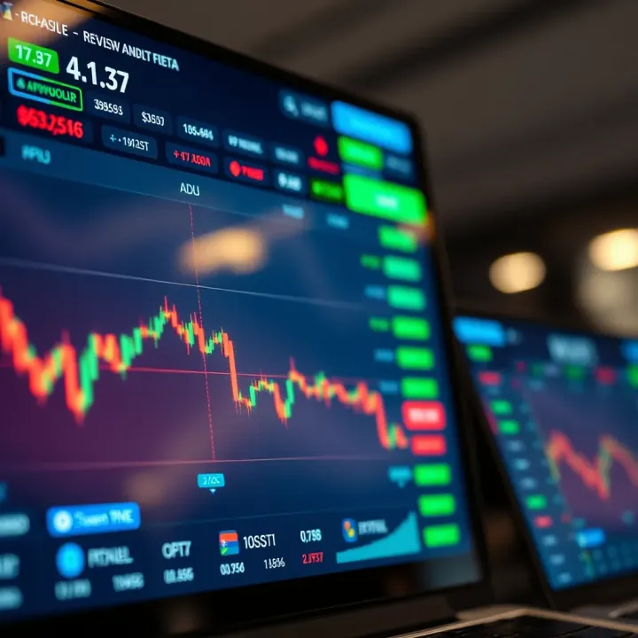 Digital trading platform interface displaying various asset options and market data