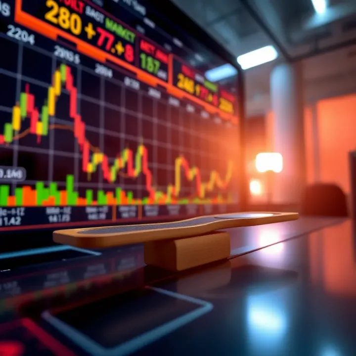 Chart showing risk and reward balance in synthetic trading with market indicators and Colombian flag