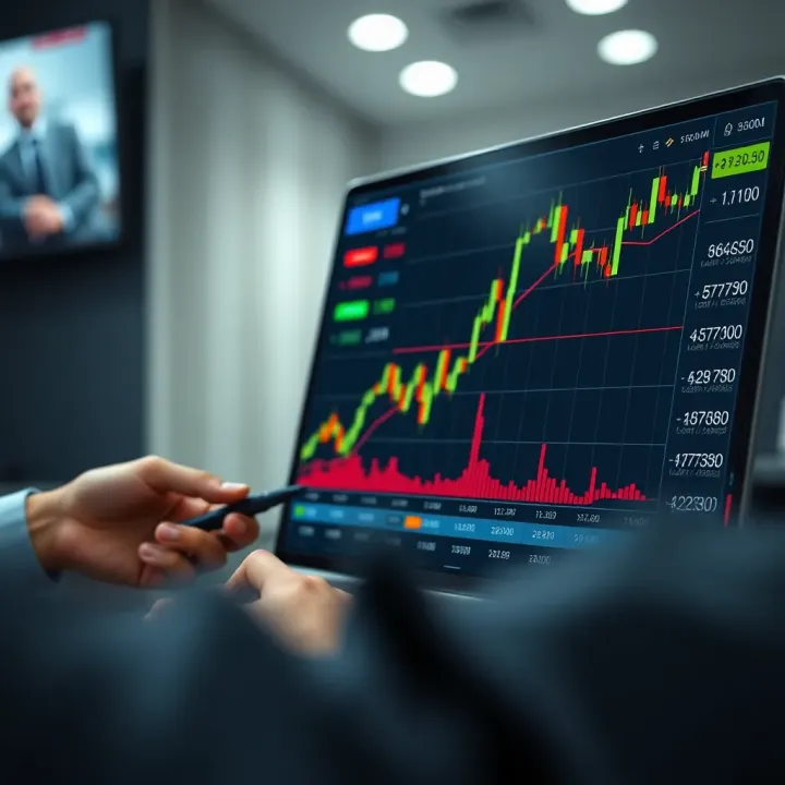 Graphical representation of trading strategies and risk-free practice on an online investment platform