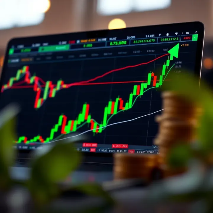 Financial chart displaying growth and increasing profits with XM bonus